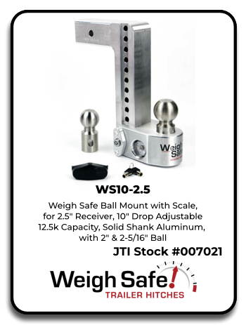 Weigh Safe WS10-2.5 Ball mount with scale for 2.5" receiver, 6" drop adjustable, 12.5k capacity, sol…