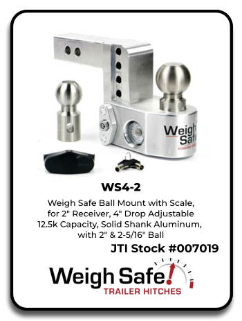 Weigh Safe WS4-2 Ball Mount with Scale for 2" Receiver, 4" Drop Adjustable, 12.5k pound capacity, so…