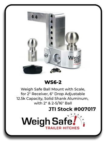 Weigh Safe WS6-2 Ball mount with scale for 2" receiver, 6" drop adjustable, 12.5k capacity, solid sh…