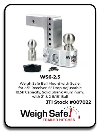 Weigh Safe WS6-2.5 Ball Mount with Scale, for 2.5" receiver, 6" drop, 18.5k capacity aluminum with 2…