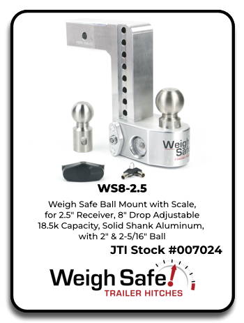 Weigh Safe WS8-2.5 Ball Mount with Scale for 2.5" receiver 8" drop 18.5k pound capacity, solid shank…