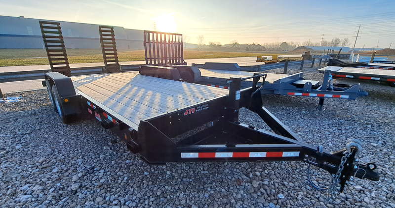 Two equipment trailers for sale at JTI Trailers in Oakwood Village, Ohio